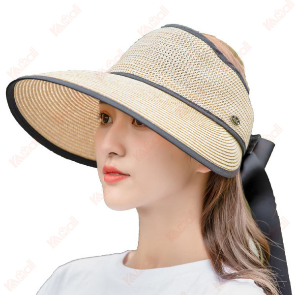 beige visor sun straw hat